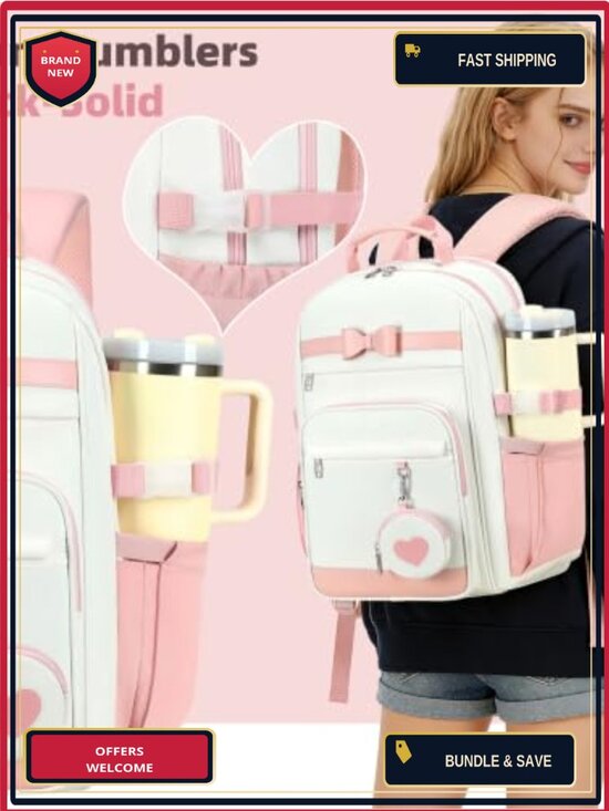 Waterproof Laptop Backpack for Women with Lunch Box and Pencil Case Set - 17 main image 5